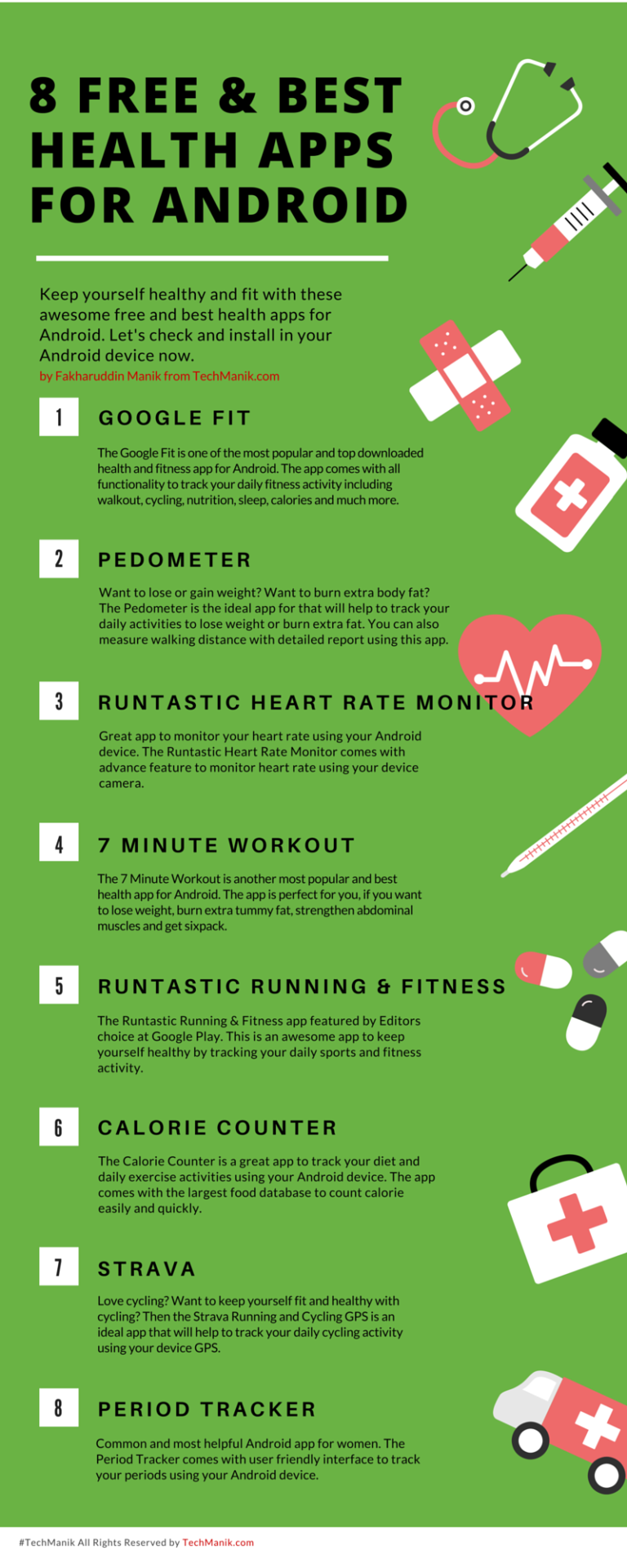 [Infographic] 8 Free & Best Health Apps for Android